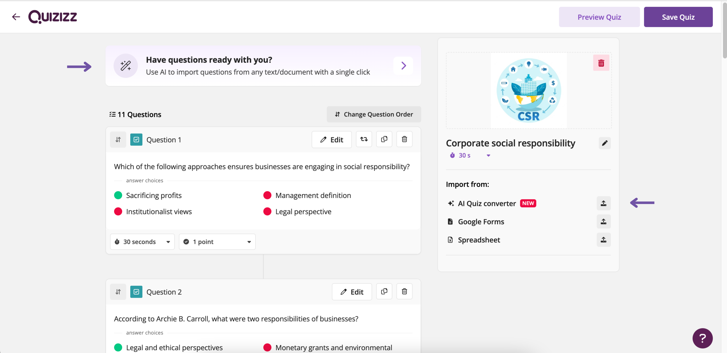 Creating a Quiz in Quizizz 